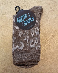 Pinned by K Socks glitter Leopard Brown